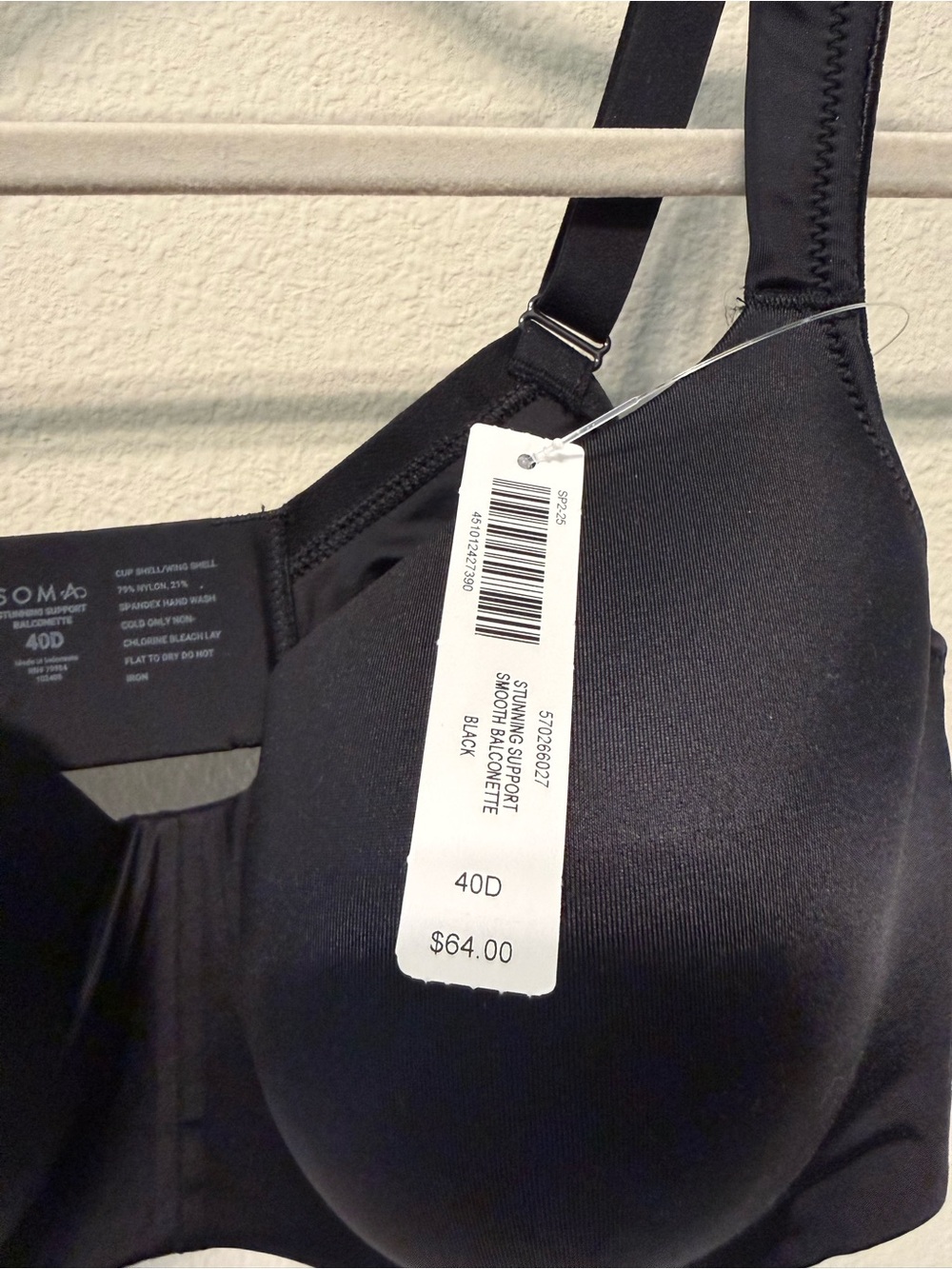 NWT Soma "Stunning Balconette Bra" in Black, size 40D - Picture 7 of 7